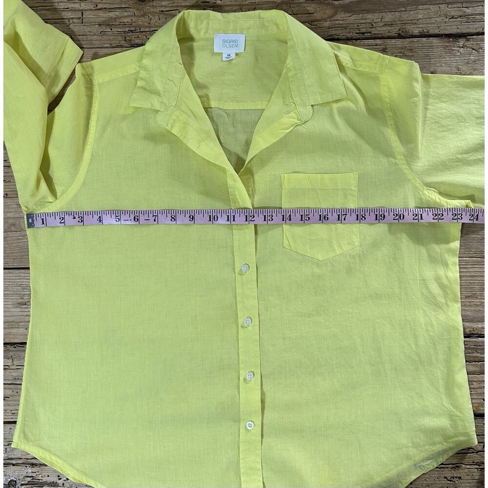 Sigrid Olsen Women's Size M Yellow Button Down Bl… - image 3